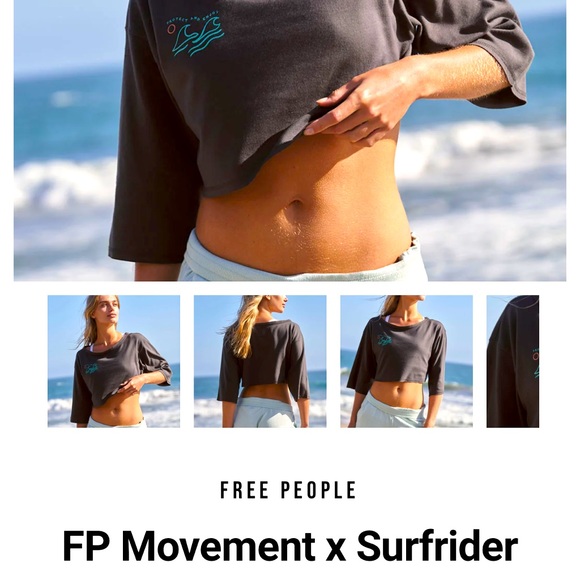 FREE PEOPLE MOVEMENT X Surfrider Women’s cropped sweater sweatshirt medium - Picture 3 of 5